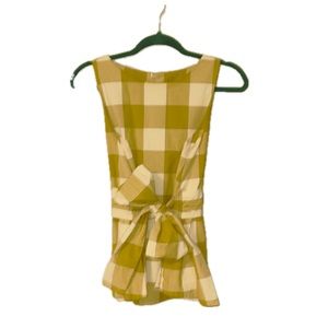 Ann Taylor Yellow Check Bow Tie Top